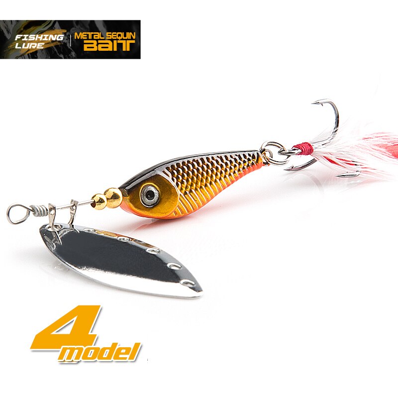 DONQL Spoon Spinner Metal Fishing Lure 13g 16g Sequin Artificial Wobbler Fishing Bait With Strong Treble Hooks Lures