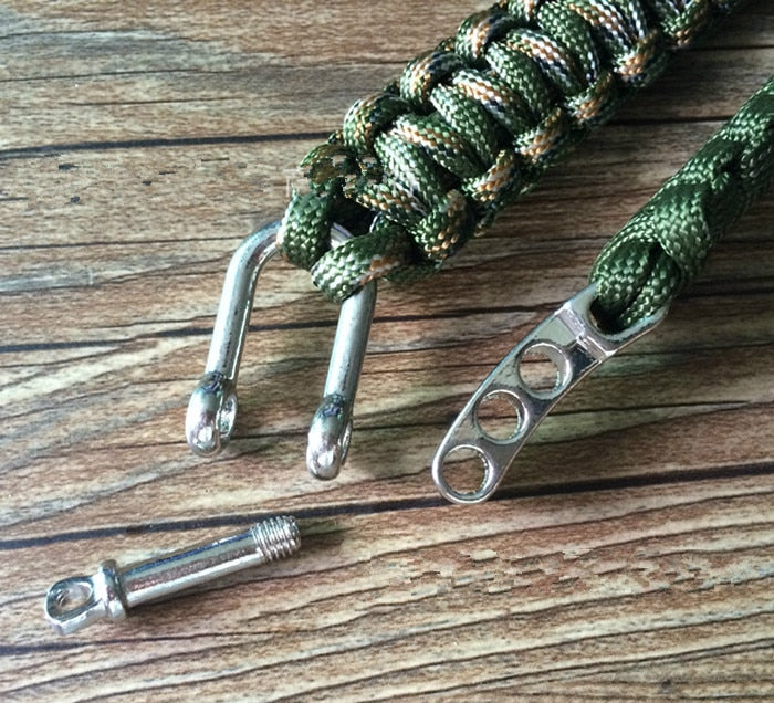 Camping Survival Bracelet Men Camping Outdoor Woven Parachute Shackle Pin Buckle Adjustment Bracelet Emergency Kit