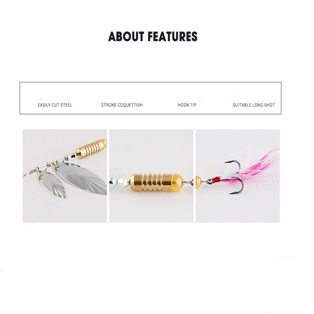 1pcs Metal Sliver Rotating Sequins Spoon lure 7g/10g Spinner Fishing Hard Bait With Feather Treble Hook Fishing Accessories