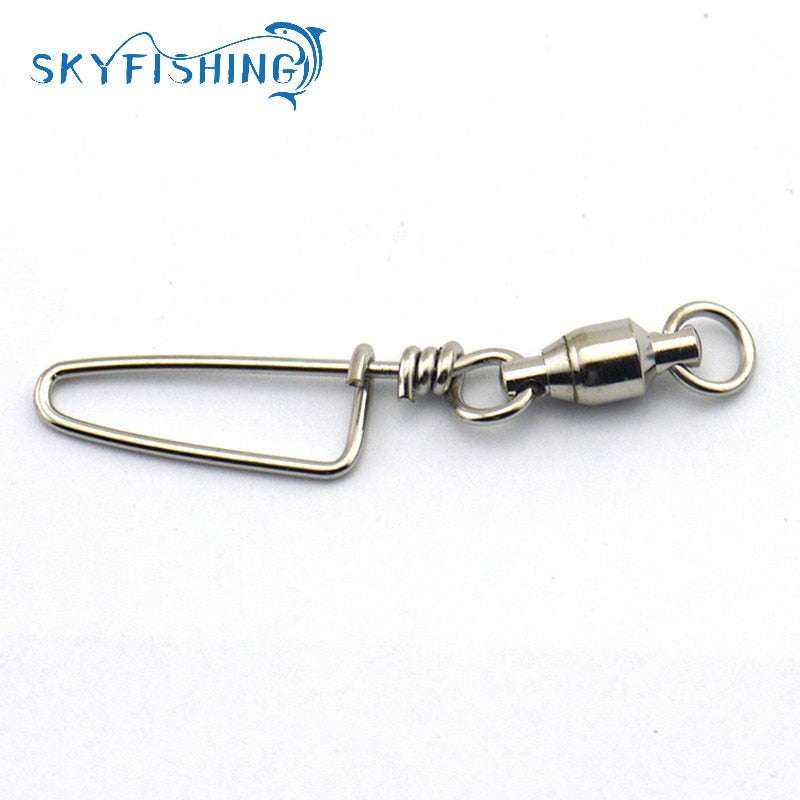 10pcs/bag Stainless Steel Ball Bearing Fishing Swivels Snap  Different Size Rolling Sea Fishing Swivels Snaps Connector