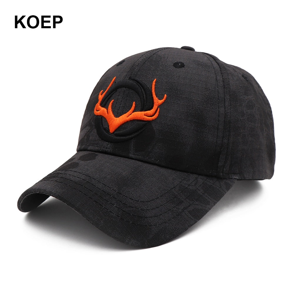 KOEP New Camo Baseball Cap Fishing Caps Men Outdoor Hunting Camouflage Jungle Hat 3D Deer Head Hiking Casquette Hats