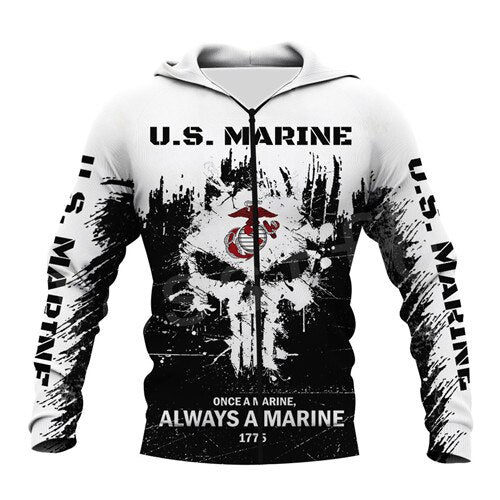 Tessffel America Military Marine Policeman Camo Pullover Soldier Army NewFashion Sweatshirt 3DPrint Casual Hoodies Men/Women D11