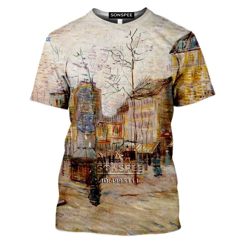 2022 Starry Night T-shirt Men Sunflowers T-shirt Vincent Van Gogh 3d Print  Women&#39;s Casual Short Sleeve T Shirt Fitness Top Tee