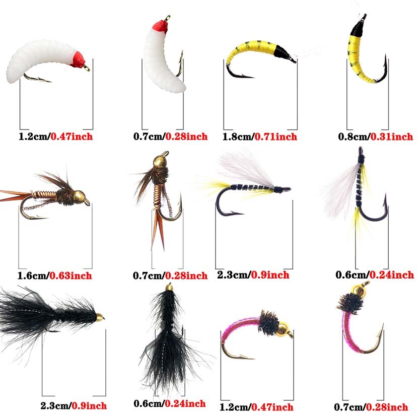 12 Styles Fishing Flies Realistic Nymph Scud Fly for Trout Fly Fishing Streamer Tying Artificial Lure