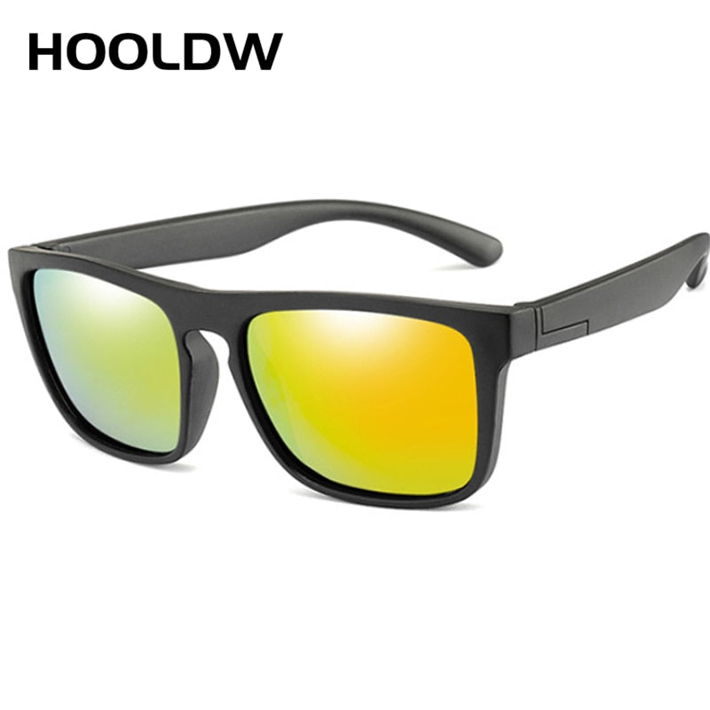HOOLDW Square Kids Sunglasses Silicone Flexible Safety Children Polarized Sun Glasses Girl Boy Glasses UV400 Baby Shades Eyewear