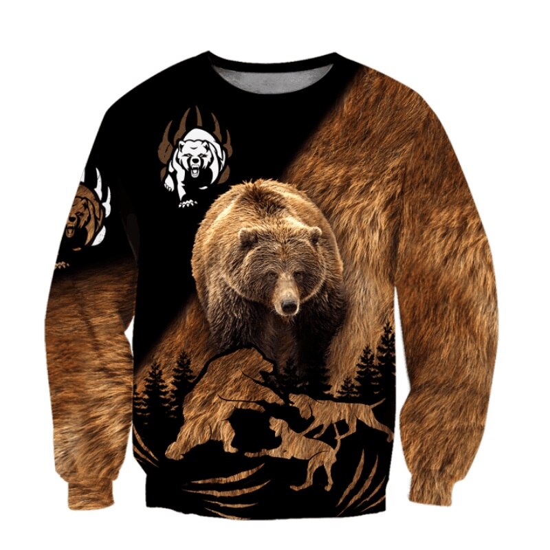 Bear hunting camo 3D Print Hoodies for men / women Harajuku Fashion Hooded Sweatshirt Autumn Casual hoodie sudadera hombre DLL58