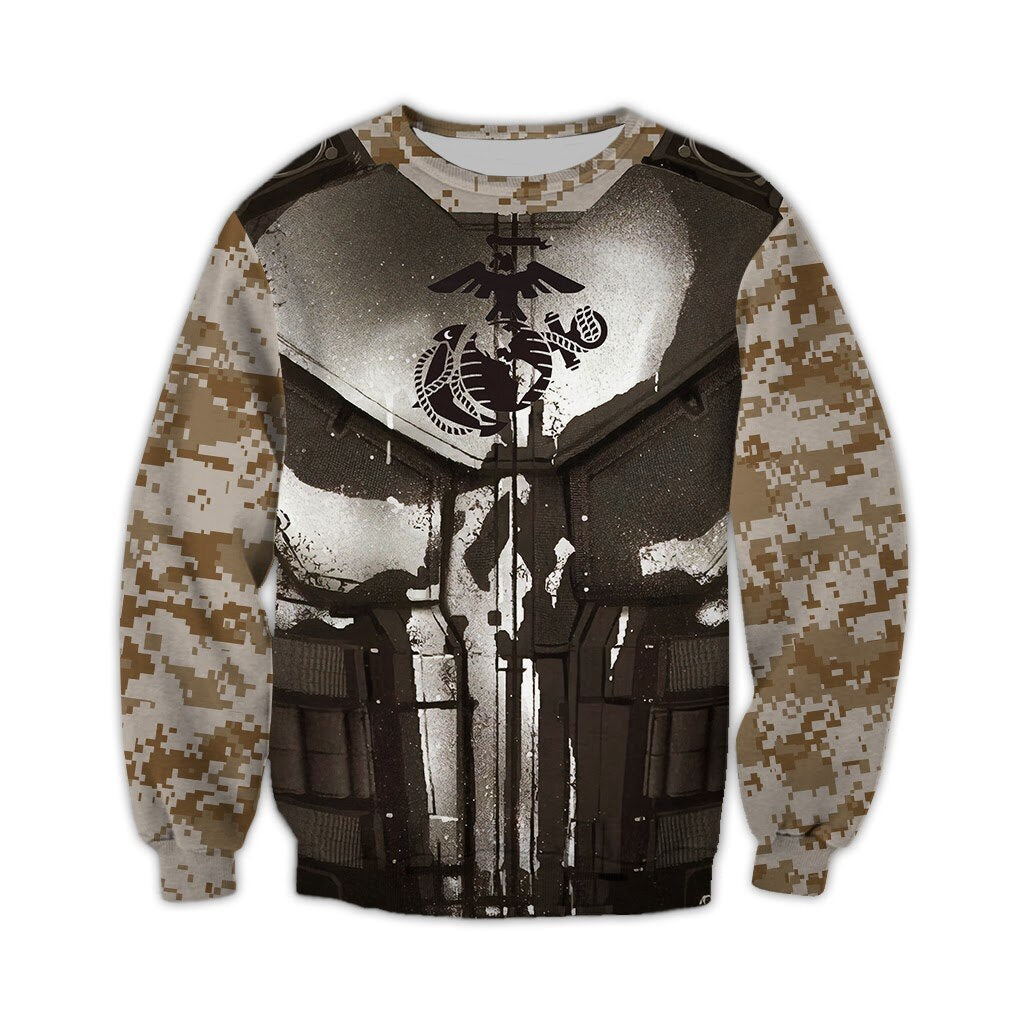 Tessffel America Marine Camo Skull Soldier Army Tracksuit NewFashion Pullover 3DPrint Unisex Zip/Hoodies/Sweatshirts/Jacket  A-7