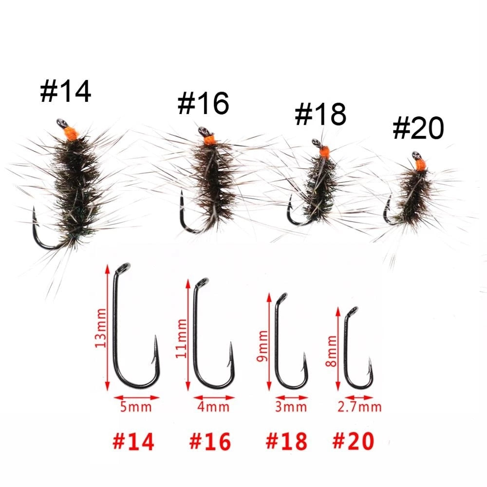 Wifreo 6PCS Griffith&#39;s Gnat Midge Fly Dry Fly Trout Fly Fishing Flies Bait Size 14 16 18 20