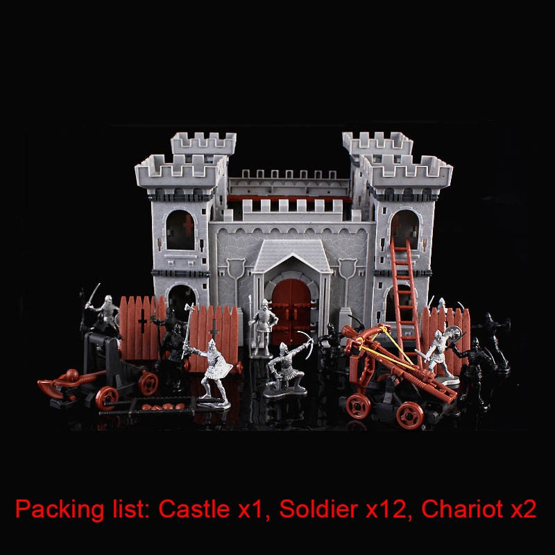 Medieval Mercenary Stronghold Military Sand Table Castle Soldier Assembly Model European Ancient War Boy Toy