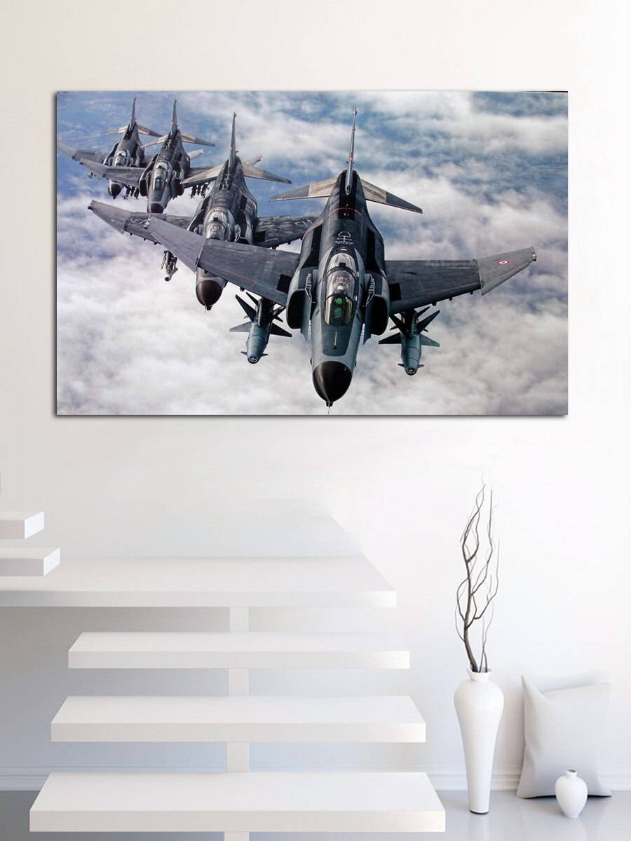 F 4 fighter jet bomber phantom airplane plane military fabric posters on the wall picture home art living room decoration KQ277