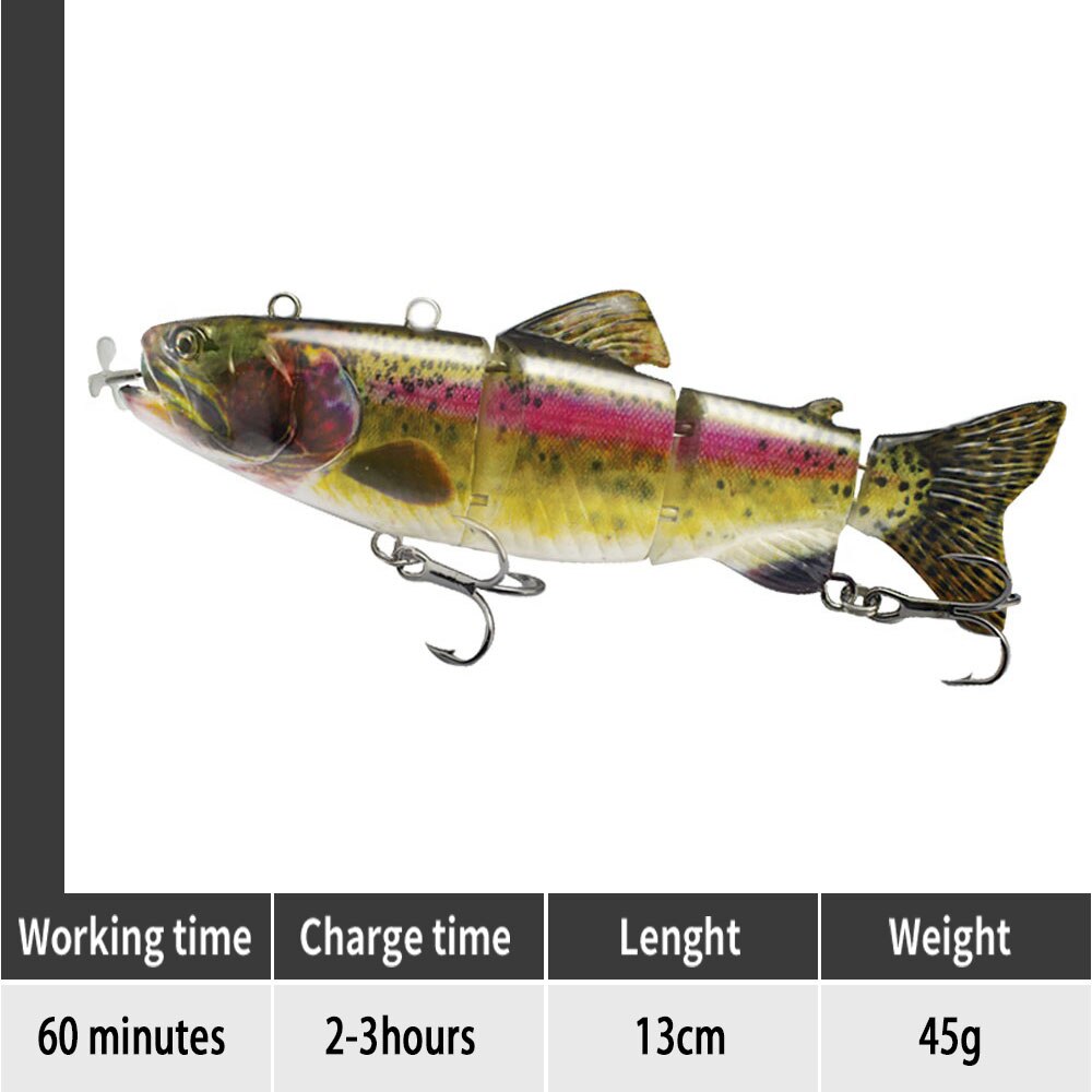 ODS Electric Lure Wobblers For Fishing 4-Segement Swimbait Rechargeable lure Crankbait Flashing LED light Robotic Fishing lure