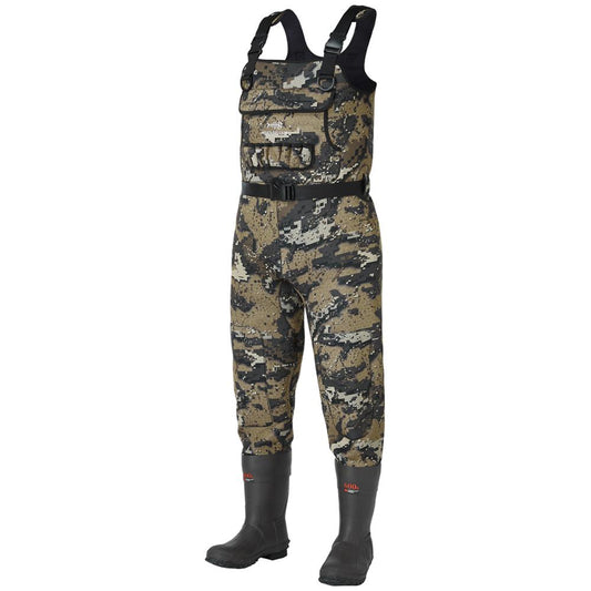 Bassdash Bare Camo Neoprene Chest Fishing Hunting Waders for Men with 600 Grams Insulated Rubber Boot Foot in 8 Sizes