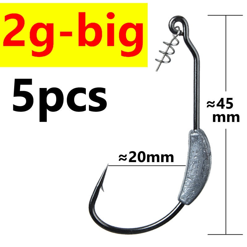 Exposed Jig Crank Head Barbed Hook 2g 2.5g 3g 4g 5g 7g 9g Crank Offset Fishing Hook Fish Hooks Fit for Texas Rigs Fishing Tackle