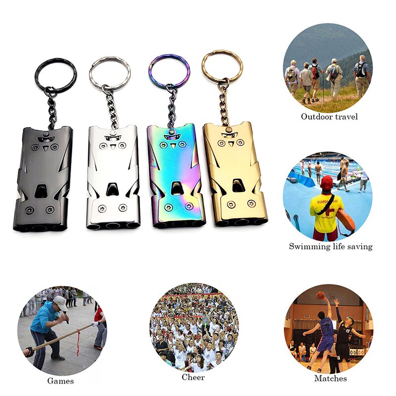 High Decibel Whistle EDC Whistle Tool Portable Outdoor Survival Cheerleading Whistle Triple Pipe Emergency SOS Whistle Keychain