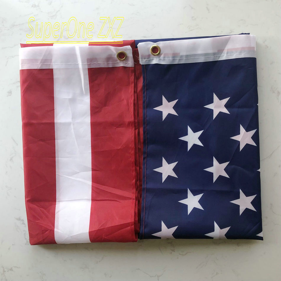free shipping 60x90cm 90x150cm USA Flag Double Sided Printed Polyester American Grommets USA Flag outdoor interior decoration