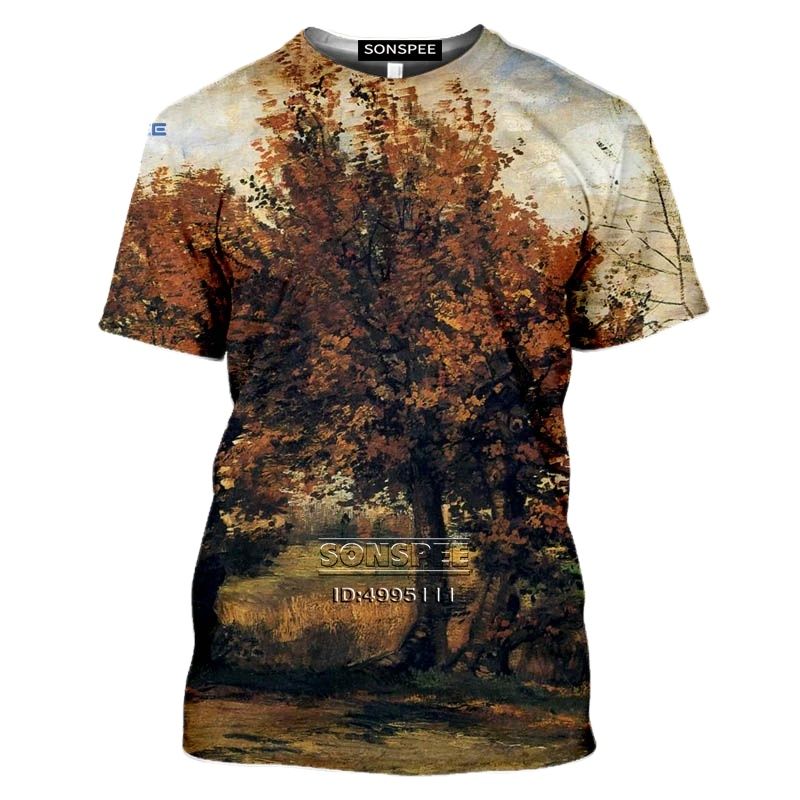 2022 Starry Night T-shirt Men Sunflowers T-shirt Vincent Van Gogh 3d Print  Women&#39;s Casual Short Sleeve T Shirt Fitness Top Tee