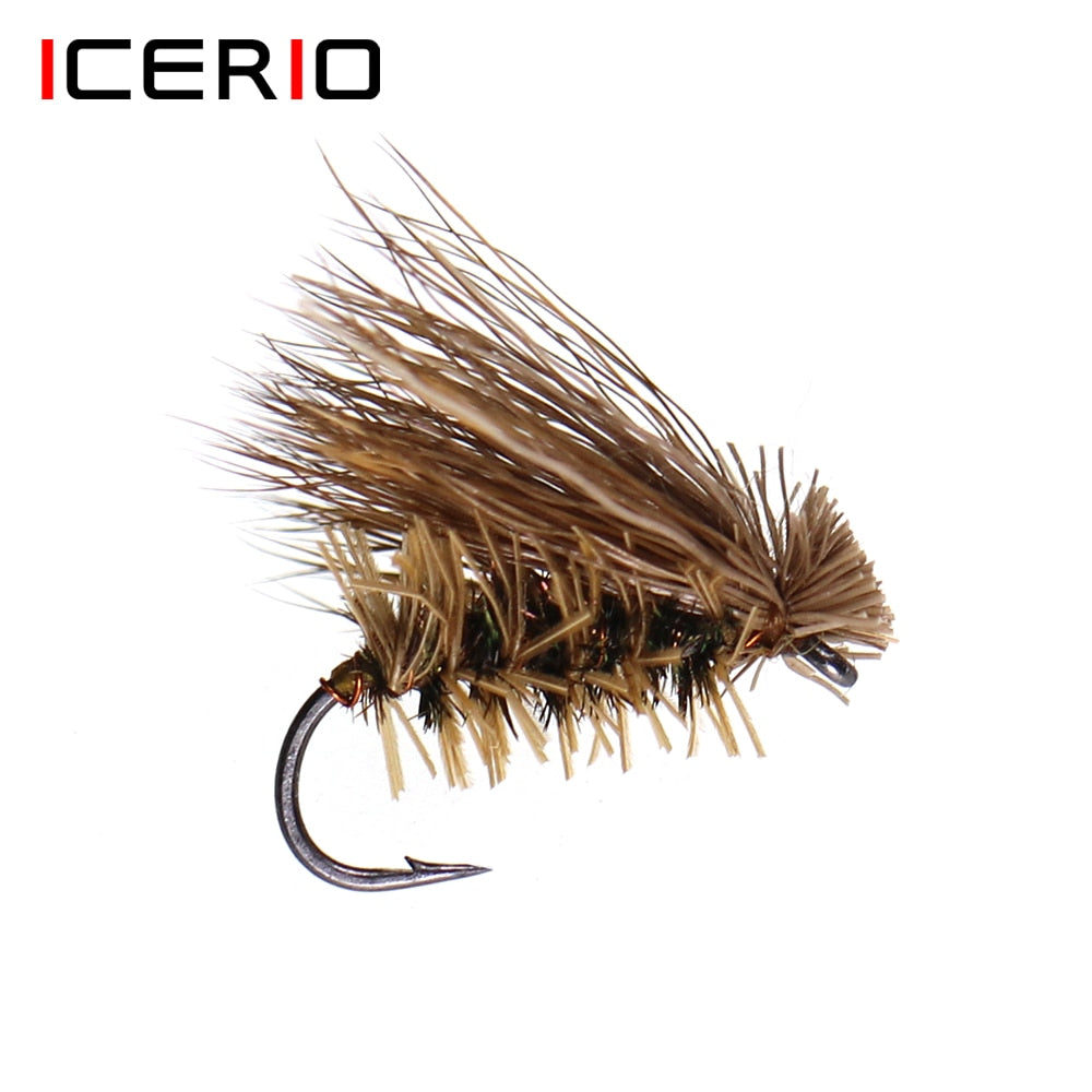 ICERIO 6PCS Elk Hair Caddis Stonefly Dry Fly Trout Fishing Fly Lure Baits