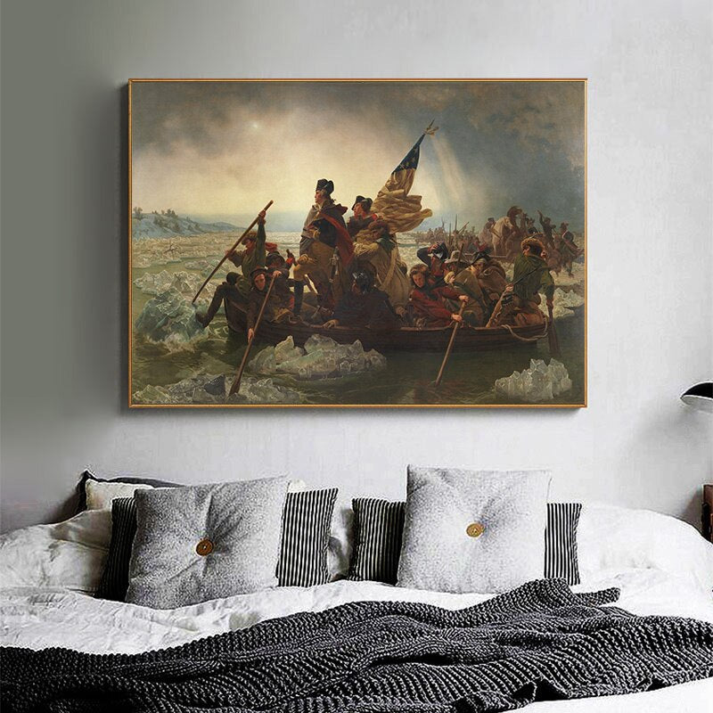 Famous Painting George Washington Crosses The Delaware Oil Painting  Wall Art for Living Room Home Decor (No Frame)