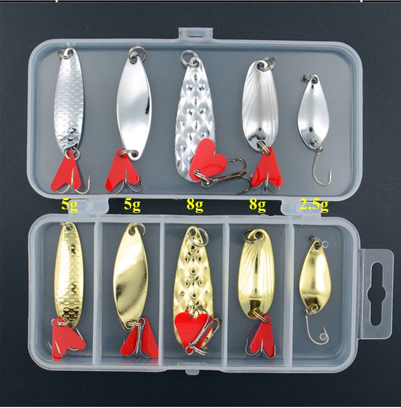 Hot Brilliant Metal Jig Spoon Fishing Lure Set 10/20/25/35pcs Wobblers Kit Pike Spoon Bait Fishing Tackle Pesca Isca Artificial