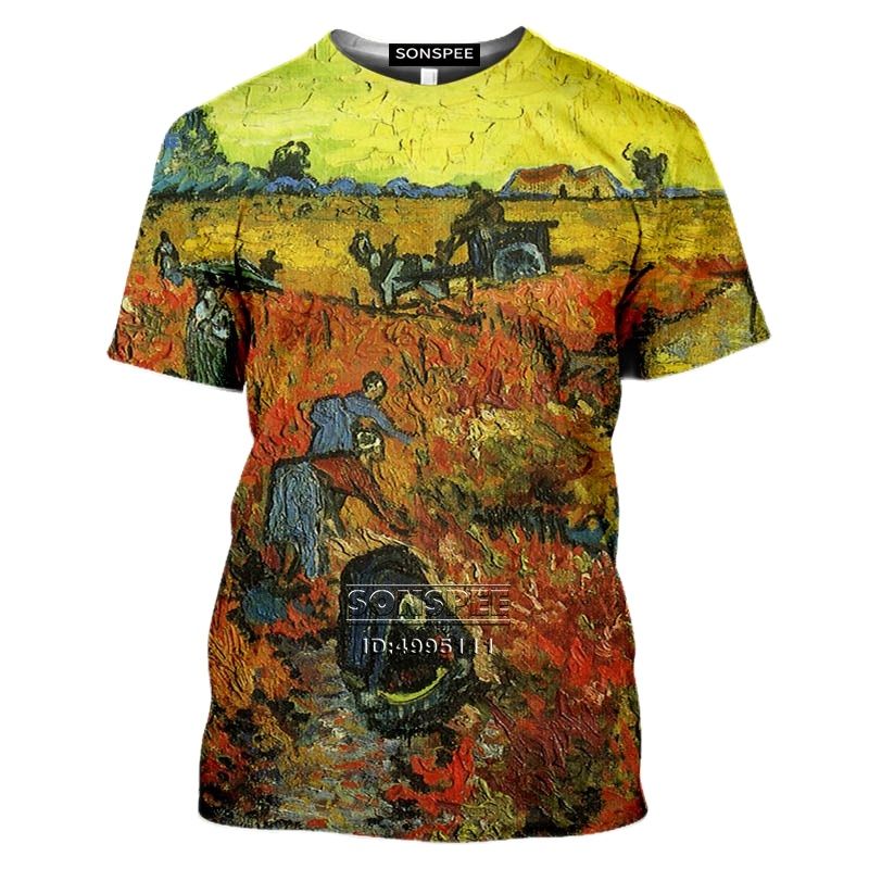 2022 Starry Night T-shirt Men Sunflowers T-shirt Vincent Van Gogh 3d Print  Women&#39;s Casual Short Sleeve T Shirt Fitness Top Tee