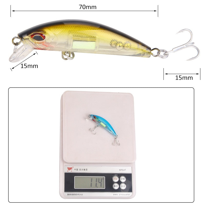 1Pcs 3D Eyes Luminous Minnow Fishing Lures 7cm 11.5g Jig Sinking  Wobblers Hard Bait Artificial Crankbait Night Fishing Pesca