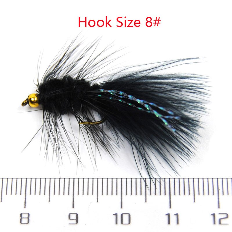 Vampfly 10PCS 8#Fishing Baits Soft Hackle Woolly Bugger Streamer Flies Tail Trout Salmon Fly Fishing Lures