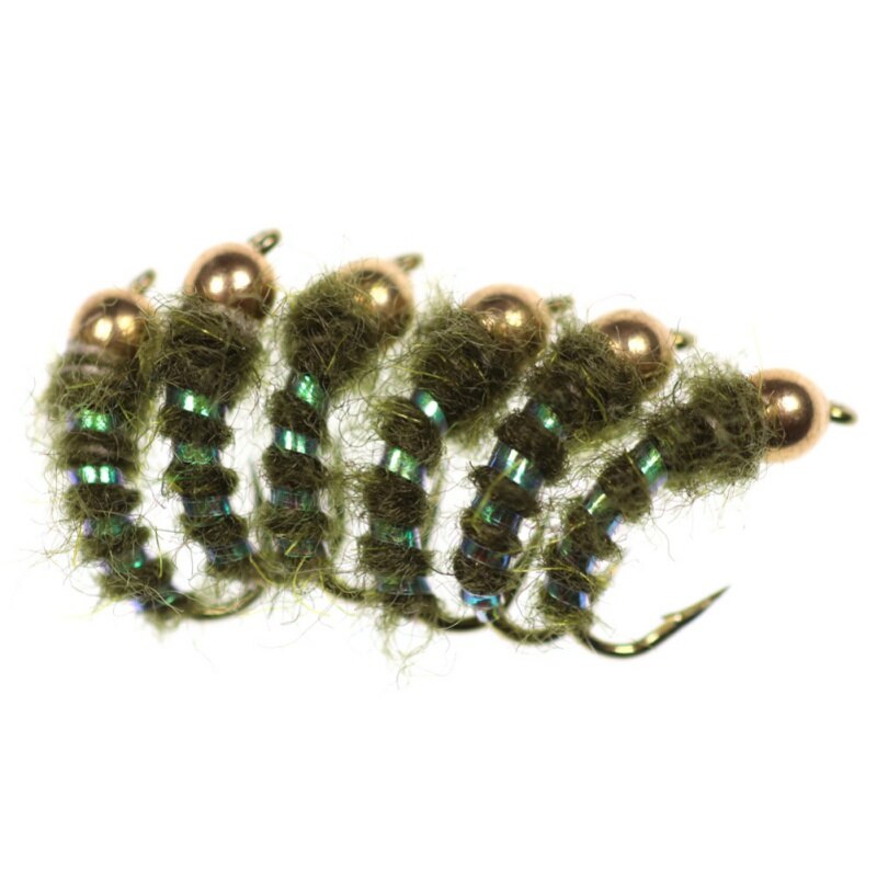 6PCS Fishing Lures Fly Deer Hair Beetle Trout Fly Fishing Fly Bait #12 Woolly Worm Brown Caddis Nymph Fishing Lure
