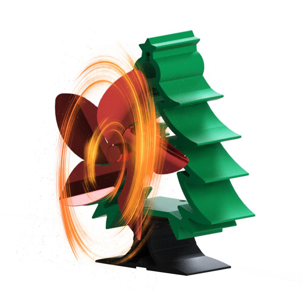 5 Blades Heat Powered Stove Fan Christmas Tree Shaped Fireplace Eco Fan Quiet Home Blower For Warm Air Circulation Efficient