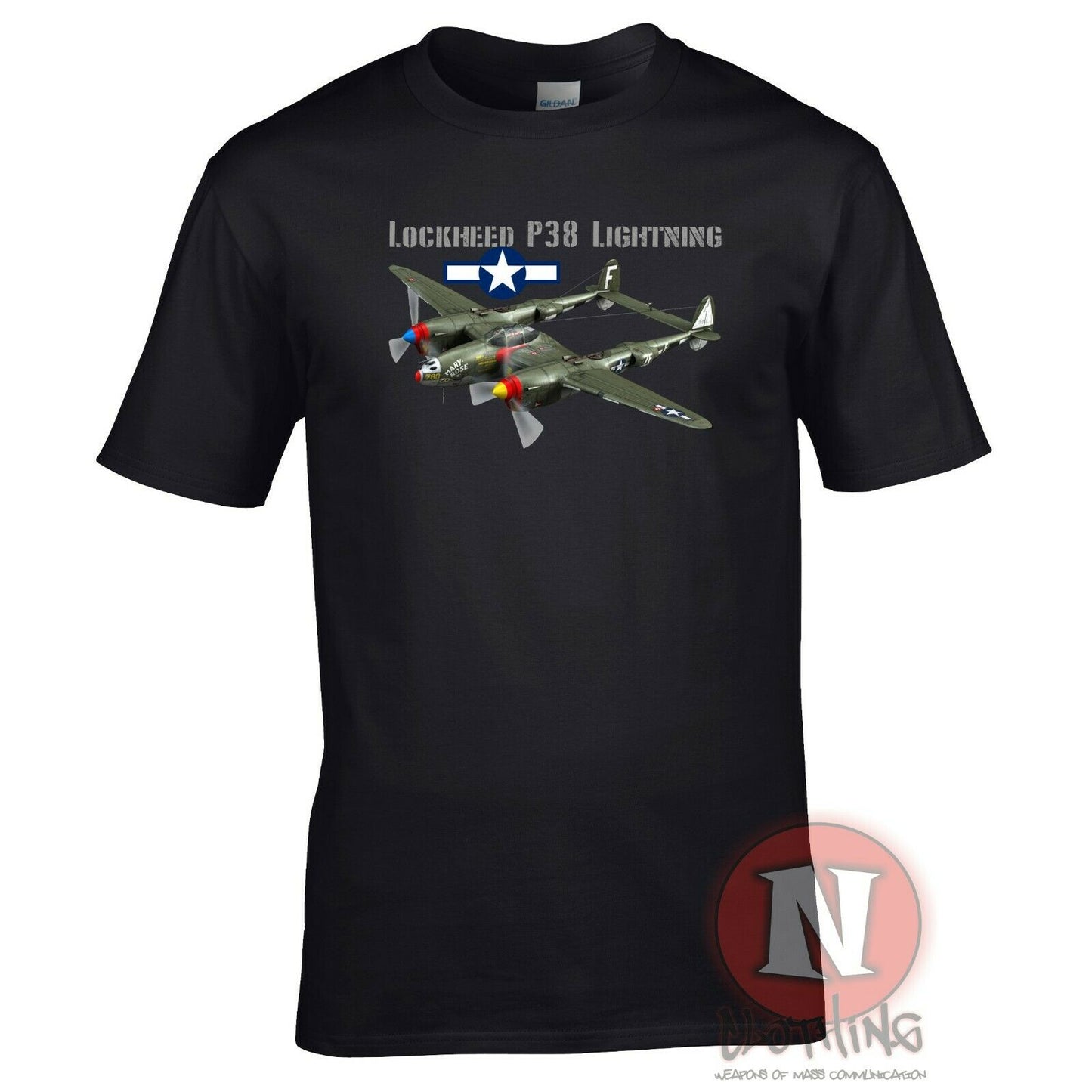WWII Aircraft US Army Lockheed P-38 Lightning Fighter T-Shirt. Summer Cotton O-Neck Short Sleeve Mens T Shirt New S-3XL