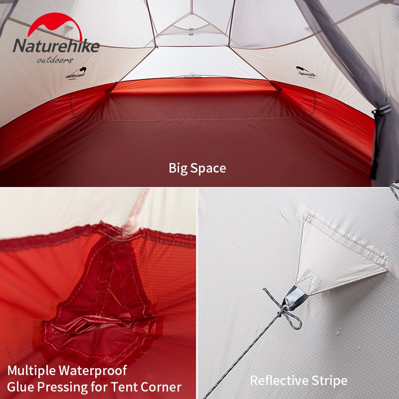 Naturehike Cloud Up Outdoor Camping Tent Ultralight 1 2 3 man 20D Silica Gel Single Double Persons Tent Hiking With Free Mat