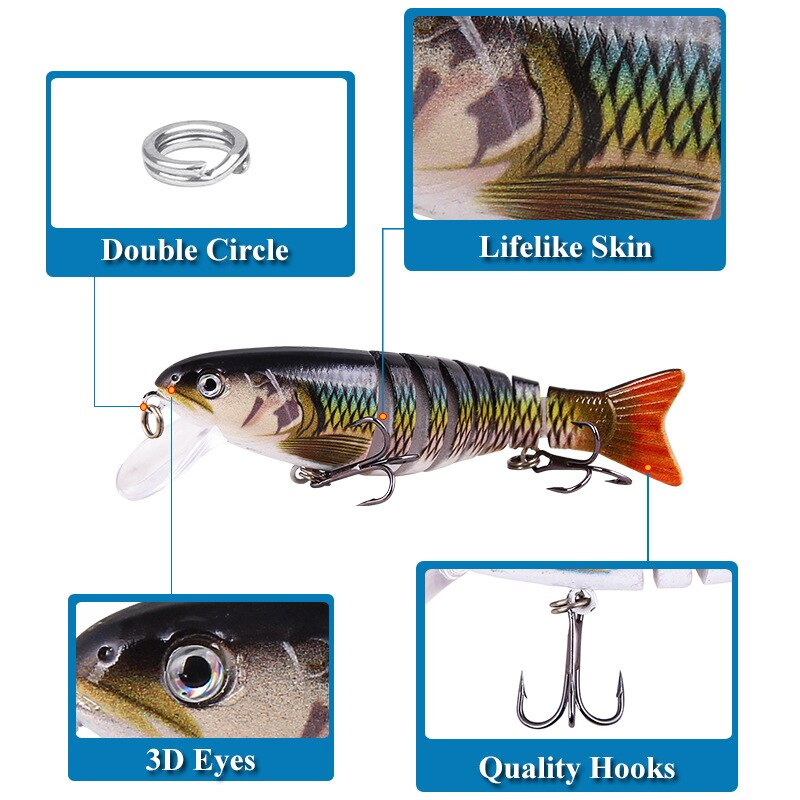 1PCS 110MM 18G Swimbait Wobblers Pike Fishing Lures Artificial Multi Jointed Sections Hard Bait Trolling Crankbait