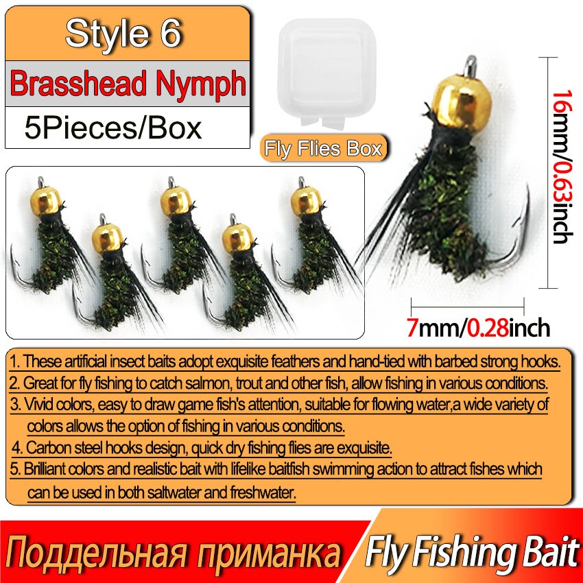 3/6Pcs Fishing Flies Realistic Nymph Scud Fly for Trout Fly Fishing Streamer Tying Artificial Lure Baits