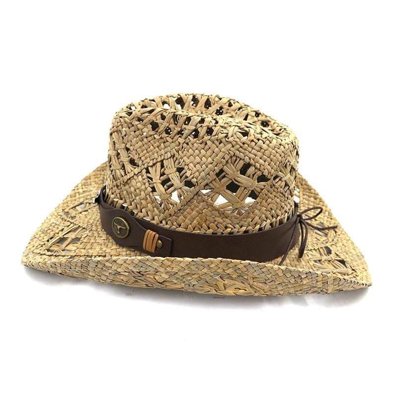2020 New Fashion Summer Sun Cowboy Hat Hand-crafted Panama Beach Wide Brim Cap for Men Women Straw Hats