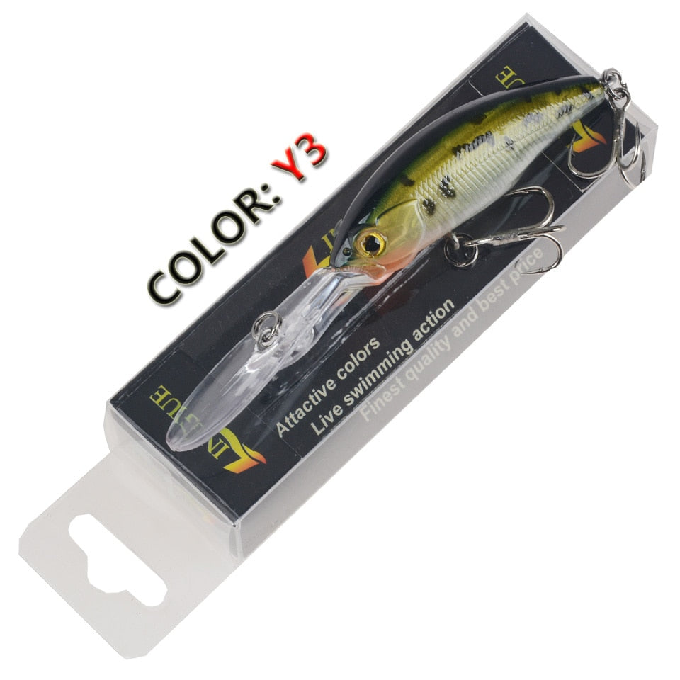 LINGYUE Hard Crankbaits Floating Fishing Lure Shad Minnow 4M Artificial Bait Plastic 3D Eyes Wobbler Pike Lure Fishing Tackle