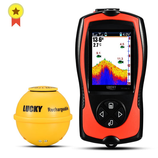 LUCKY FF1108-1CWLA Rechargeable Wireless Sonar for Fishing 45M Water Depth Echo Sounder Fishing Finder Portable Fish Finder