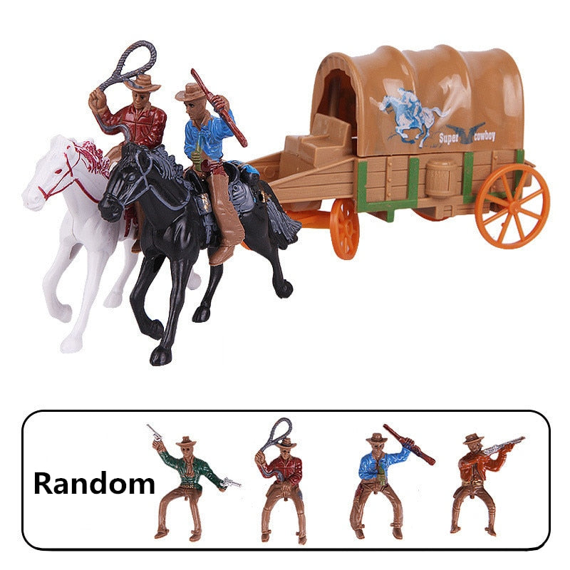 Western Cowboy Police Carriage Horses Model Plastic Toys Boys Kids Children&#39;s Toy Military Soldiers Set Birthday Christamas Gift