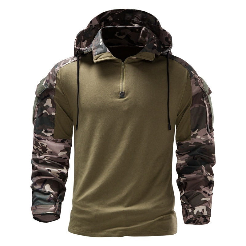 2022 New Men&#39;s Military Camouflage Tactical Long-sleeved T-shirt Fashion Hooded Camouflage Long-sleeved Sweatershirt EU Size