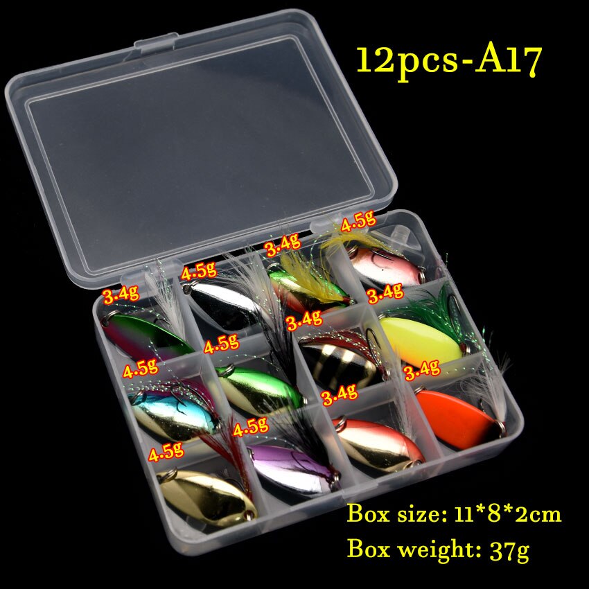 JYJ box package colorful 2.5 g 3g 3.4g 4.5g hard metal fishing spoon lure set walleye trout spoon baits spoon jig baits