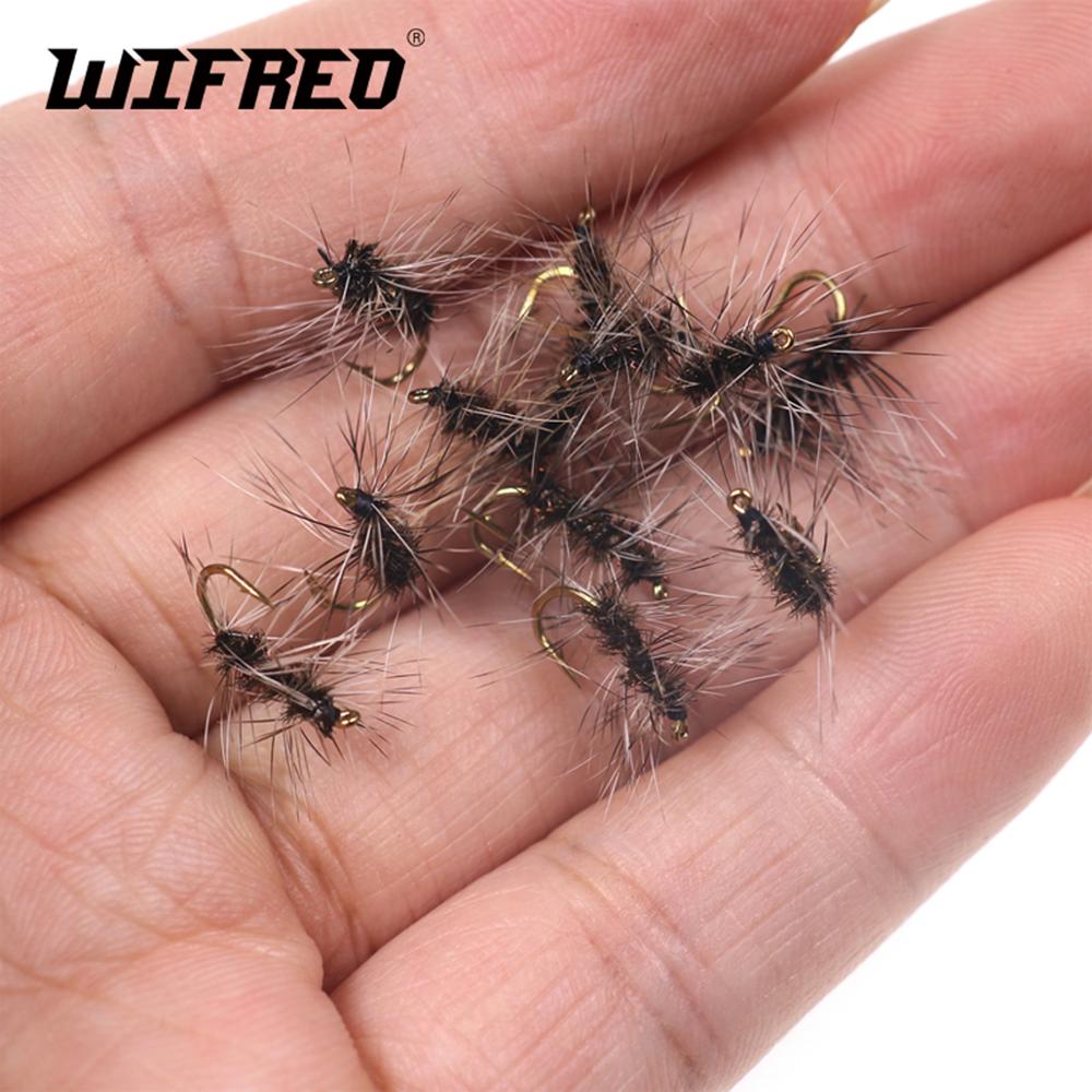 Wifreo 6PCS Griffith&#39;s Gnat Midge Fly Dry Fly Trout Fly Fishing Flies Bait Size 14 16 18 20