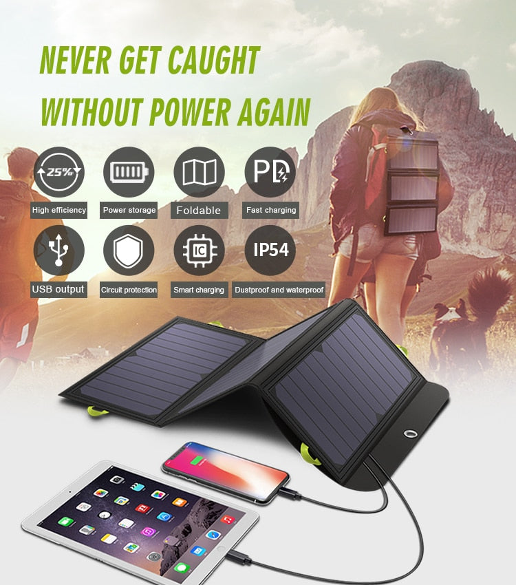 ALLPOWERS Solar Panel 5V 21W Built-in 10000mAh Battery Portable Solar Charger Waterproof Solar Battery for Mobile Phone Outdoor