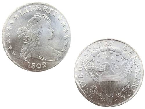 United States Of America Coin 1802 Liberty Draped Bust One Dollar Heraldic Eagle Cupronickel Silver Plated Copy Coins
