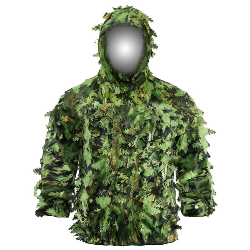New-Sticky Flower Bionic Leaves Camouflage Suit Hunting Ghillie Suit Woodland Camouflage Universal Camo Set