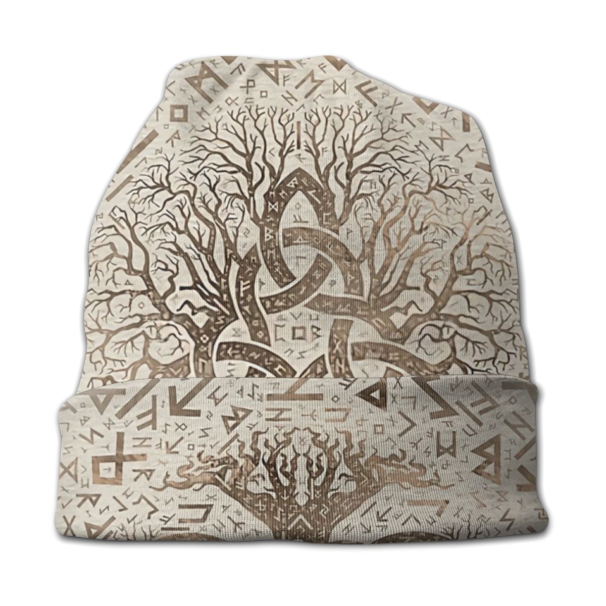 Vikings Ragnar Lothbrok Beanie Hats Tree Of With Triquetra And Futhark Knit Hat Bonnet Skullies Beanies Caps Men Women's Earmuff