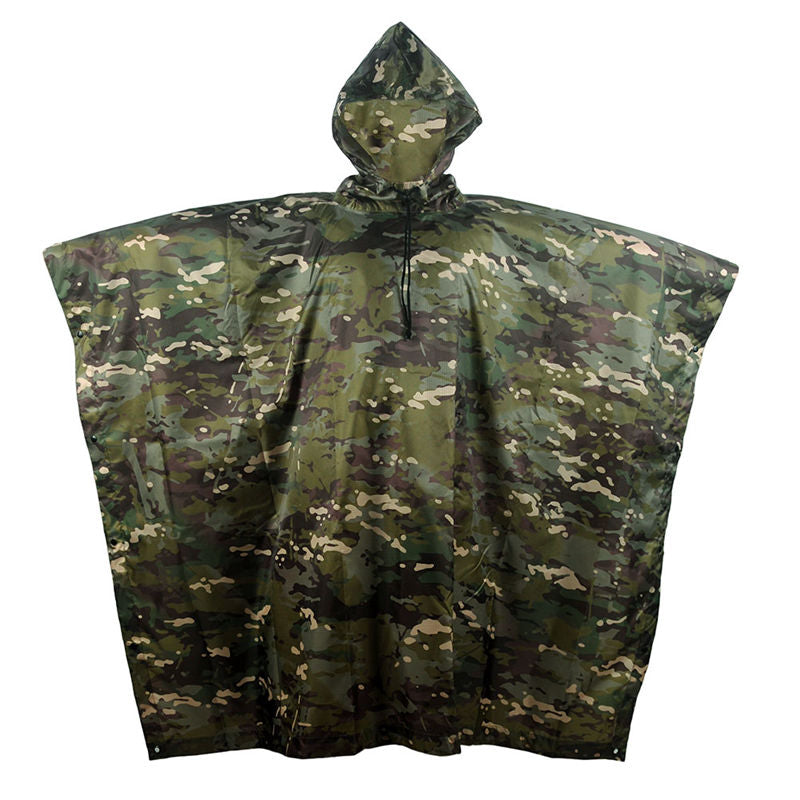 Camo Hunting Ghillie Suits Rain Poncho Polyester+PU Waterproof Raincoat Environmental Emergency Rain Poncho Outdoor Sportswear