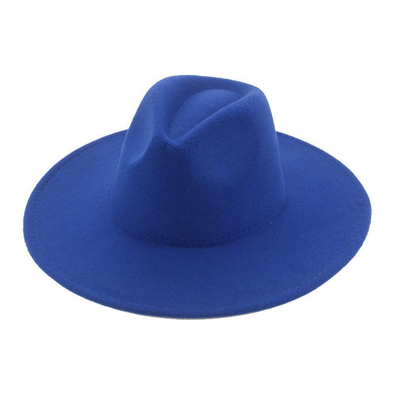 Hat Fedoras 9.5cm Big Wide Brim Hat Women Winter Men Hats Cowboy Felted Hats for Women Street Band New Fedora Sombreros De Mujer