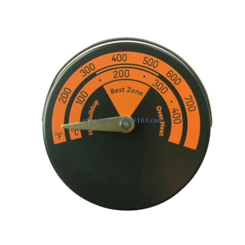 P82D Magnetic Fireplace Fan Stove Thermometer for Log Wood for Burner Barbecue Oven Temperature Gauge Meter Tool