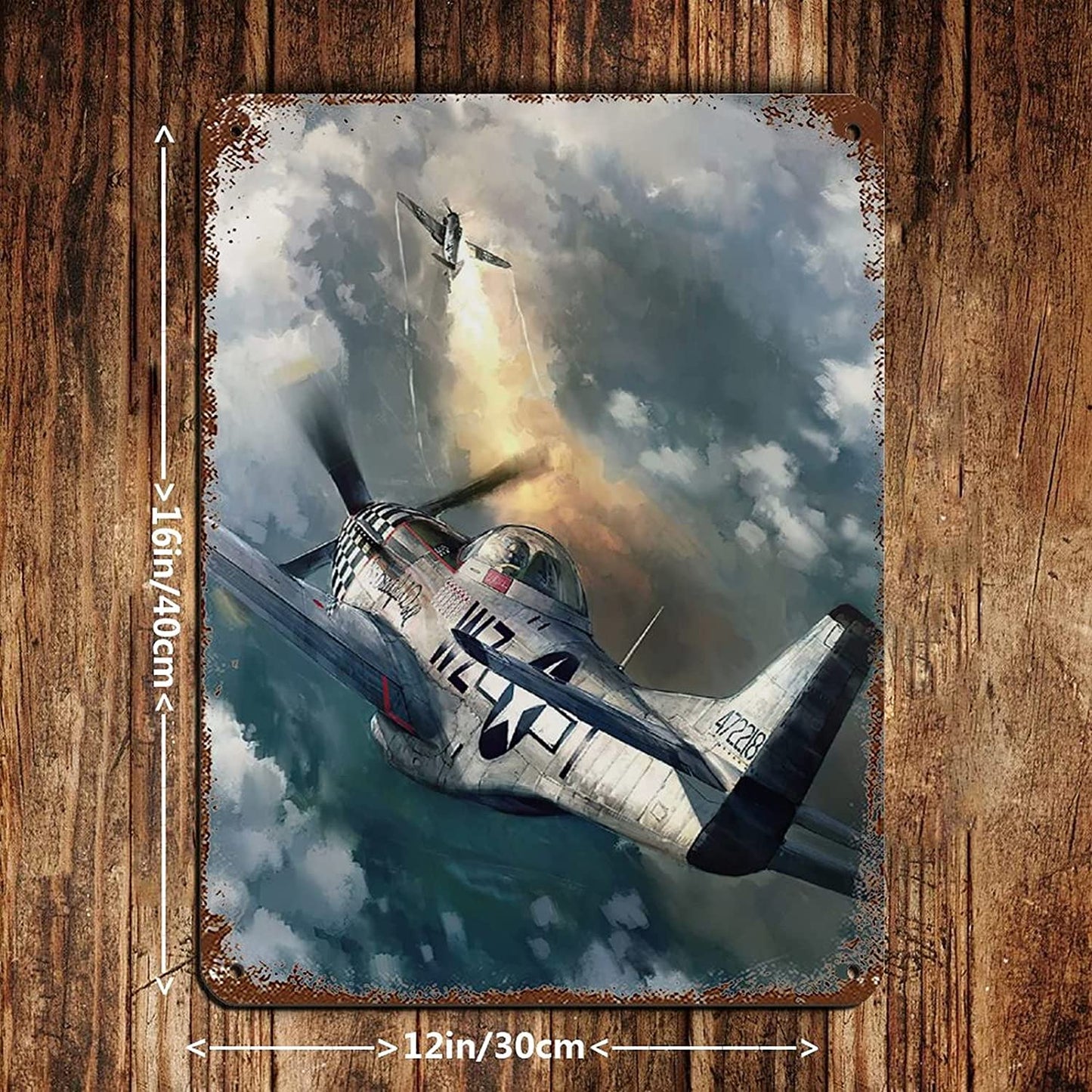 WWII P-51 Mustang Rust Tin Sign WW2 Military Aircraft Metal Signs 3 Tin Sign Vintage Metal Pub Club Cafe bar Home