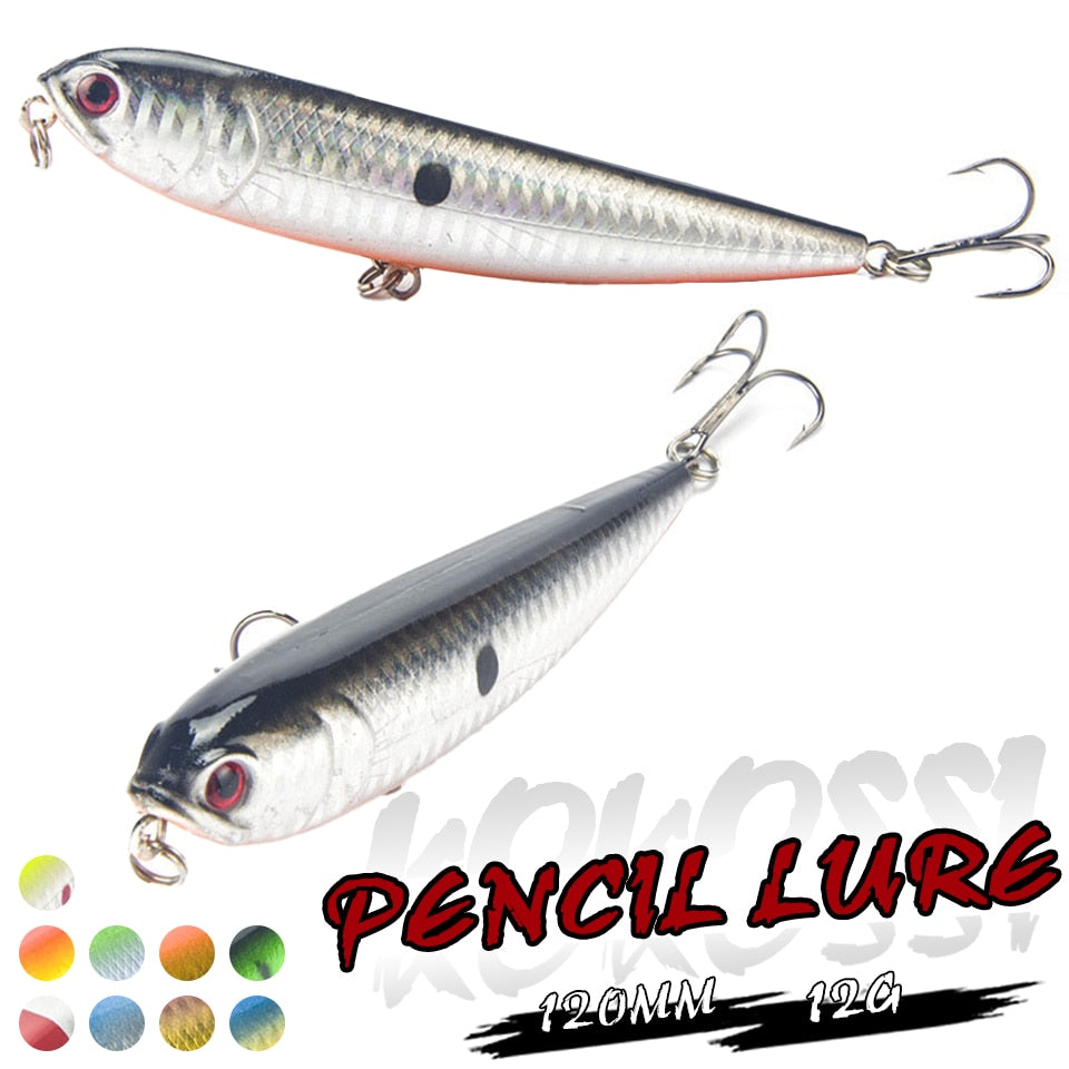 1PCS 12cm 22g Pencil Fishing Lure 4# Top water Dogs Hard Lures Baits Wobbler Artificial Hard Bait Fishing Tackle Pesca