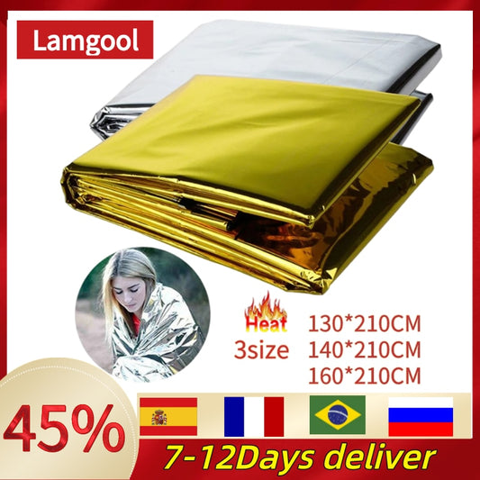 Emergency Blanket Outdoor Survive First Aid Military Rescue Kit Windproof Waterproof Foil Thermal Blanket for Camping Hiking Hot