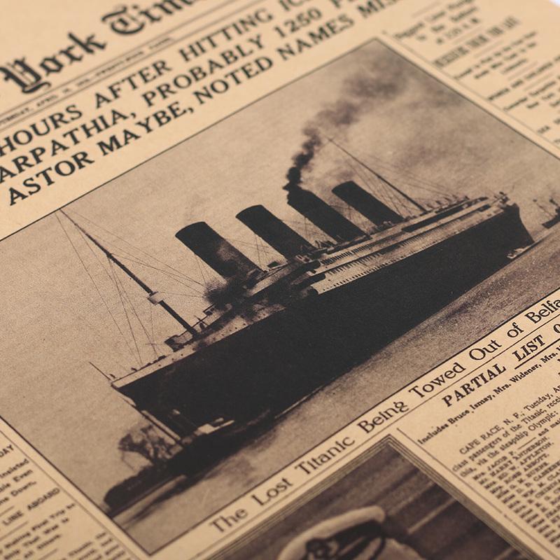Classic The New York Times History Poster Titanic Shipwreck Old Newspaper Kraft Paper